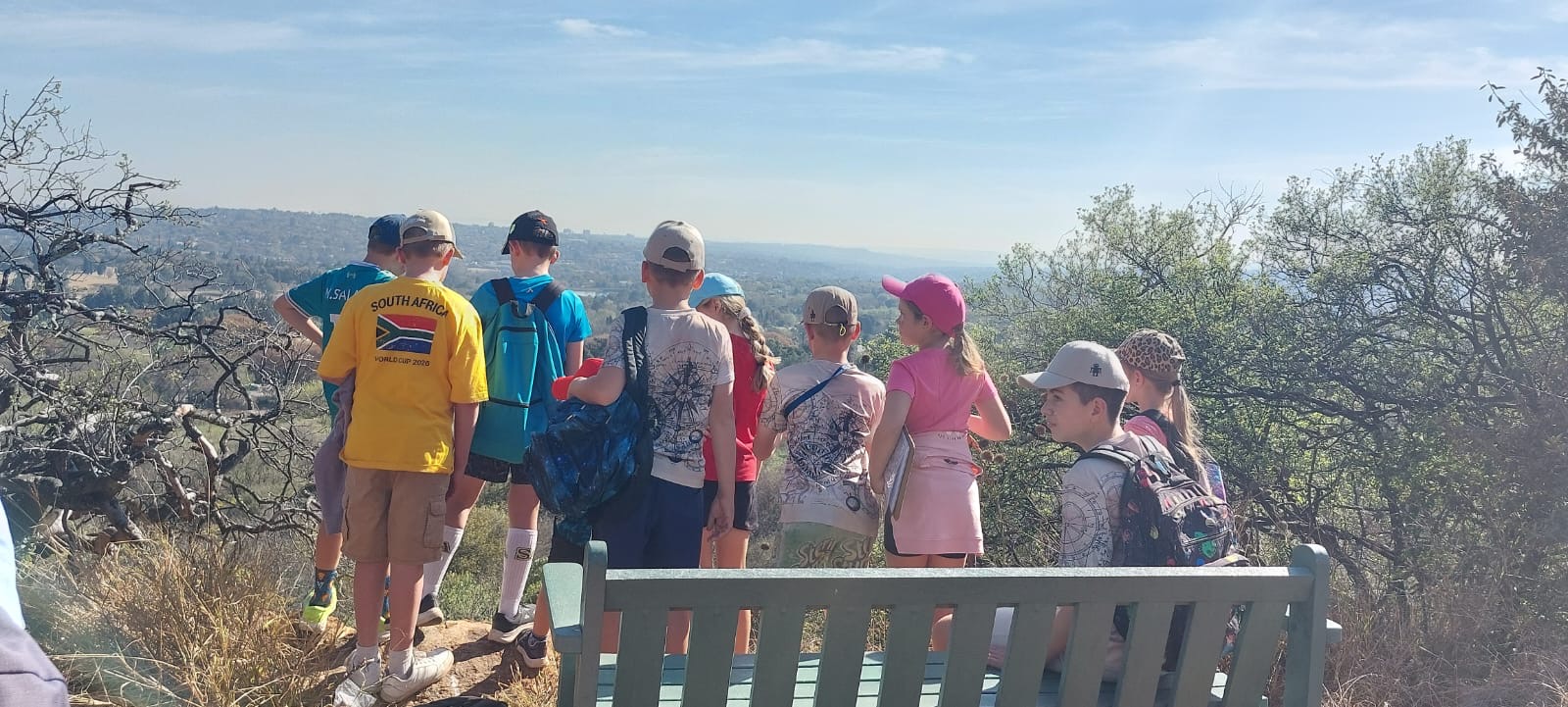 Young visitors looking out over Melville Koppies