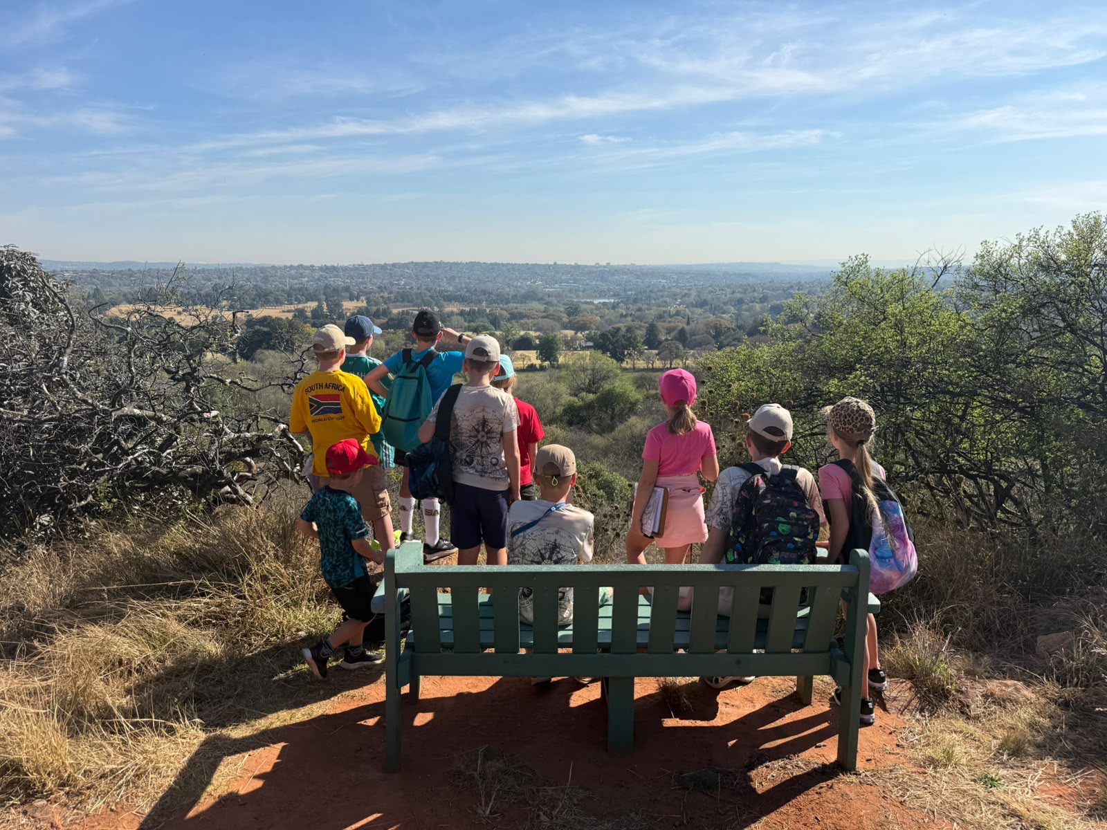The group taking in the view from the Koppies